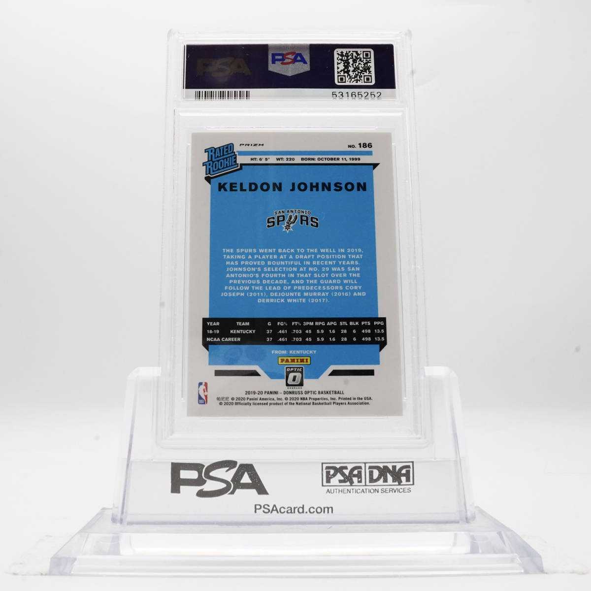 PSA9] 2019 Optic Choice Keldon Johnson #186 RC ケルドン 