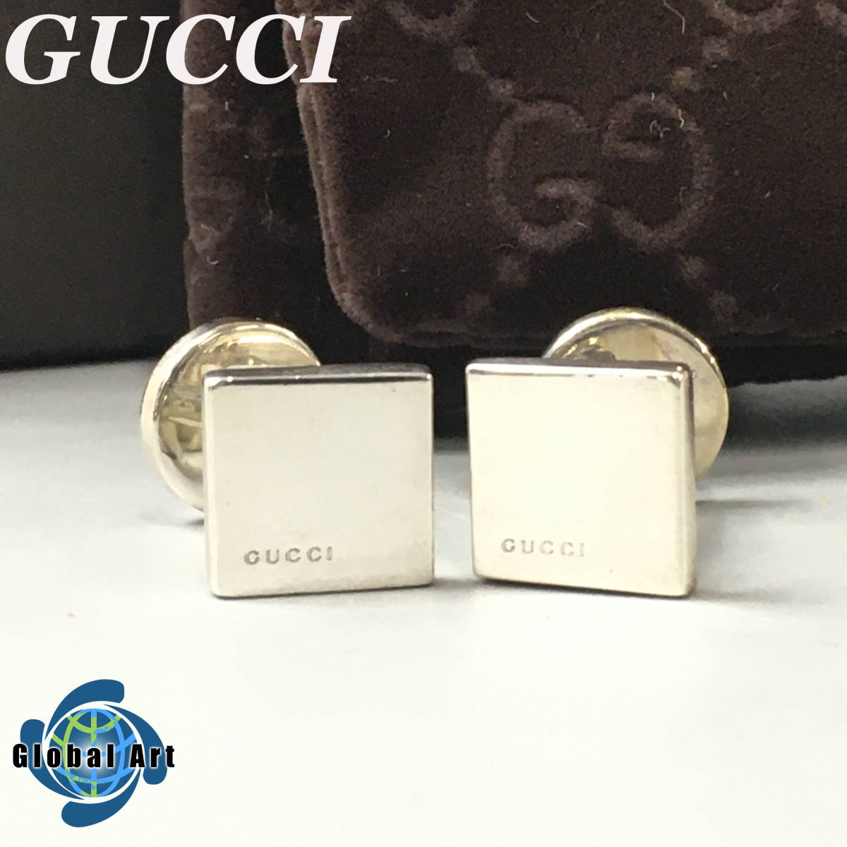 GUCCI（グッチ） カフス シルバー ロゴ オーバル カフリンクス SV925