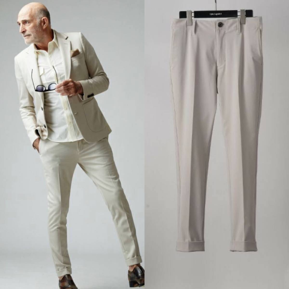 本物保証，低価 LEON2月号掲載商品 19AW 1piu1uguale3 リブ スラックス サイズⅣ グレーベージュ AKM wjk ジュンハシモト(ボトムス)｜売買されたオークション情報、yahooの商品情報をアーカイブ公開 - オークファン ボトムス