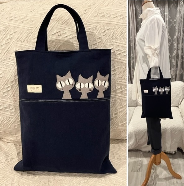 新作 3匹の子ねこ6 ＆ ネコちゃん顔まわり75 サブトートバッグ ハンドメイド(女性用)｜売買されたオークション情報、yahooの商品情報をアーカイブ公開 - オークファン 女性用