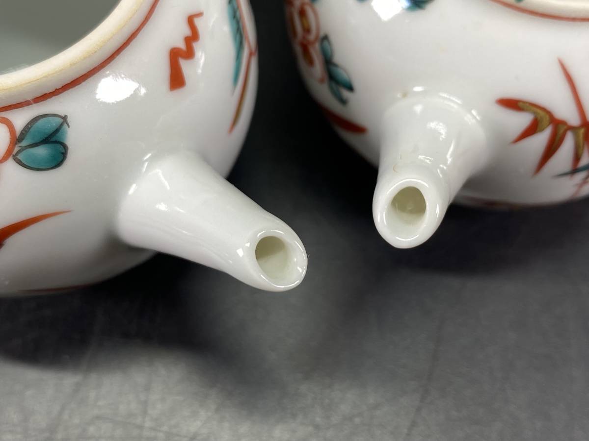 9＃B/X2871 九谷焼？後手急須 茶注 煎茶器 金彩 茶道具 在銘有り 2