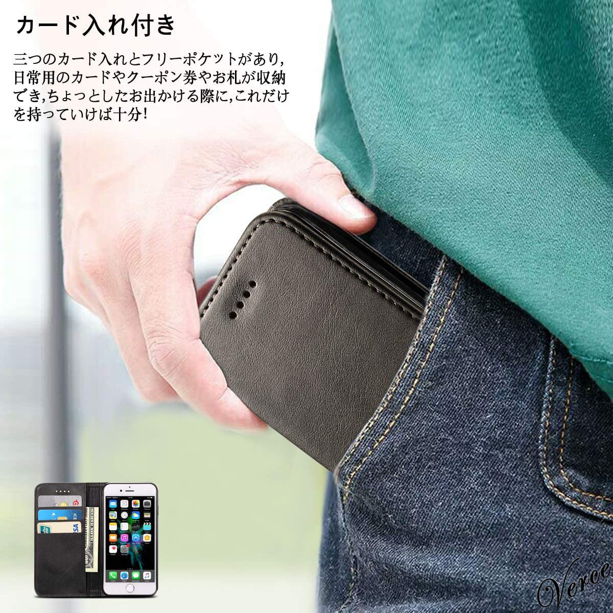 iPhone ケース : 手帳型 iphone ケース手帳型 スマホケース カード収納 Pro スタンド機能 アイフォン JCGOOD 手帳 0 1 シンプルスマホ