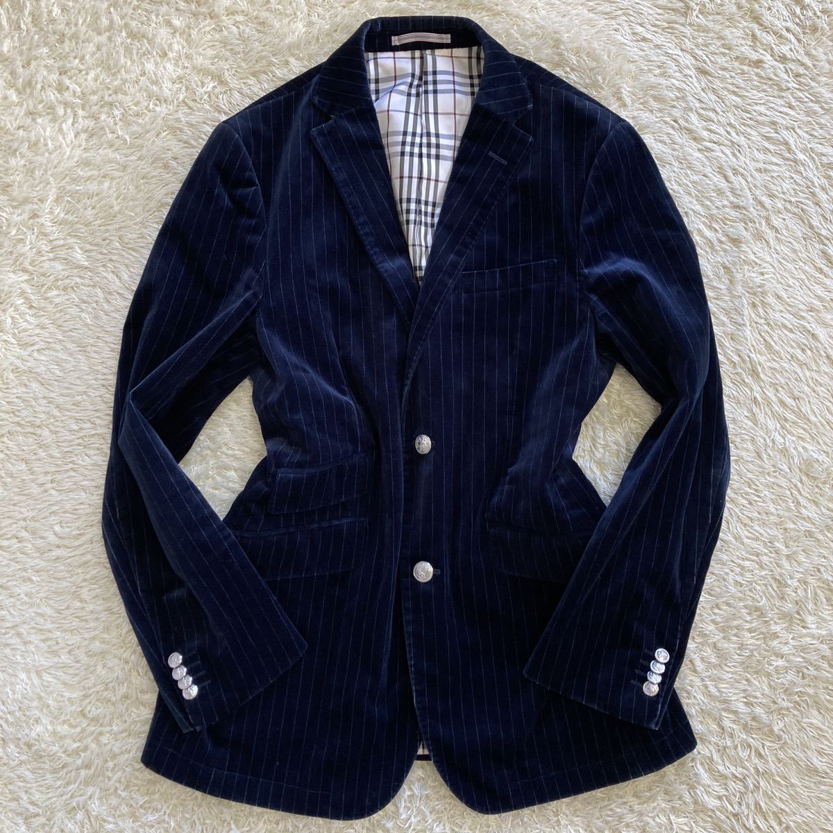 完売品】【L】BURBERRY BLACK LABEL ベロアコート メンズ バーバリー