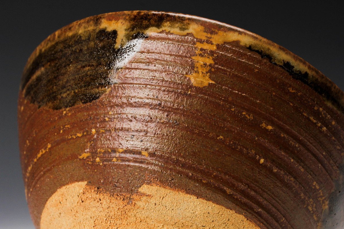 佳香 人間国宝 田村耕一 鉄釉茶碗 共箱 茶道具 本物保証(益子)｜