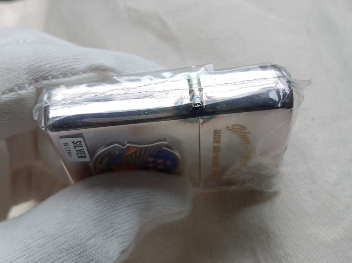 Zippo/ジッポー　Blue Impulse ブルーインパルス メタル貼り 航空自衛隊　2002年製　シリアルNo.0763　シルバー 10ミクロン SILVER ブルーインパルス ZIPPO ライター MITSUBISHI ブラッシュド加工 限定