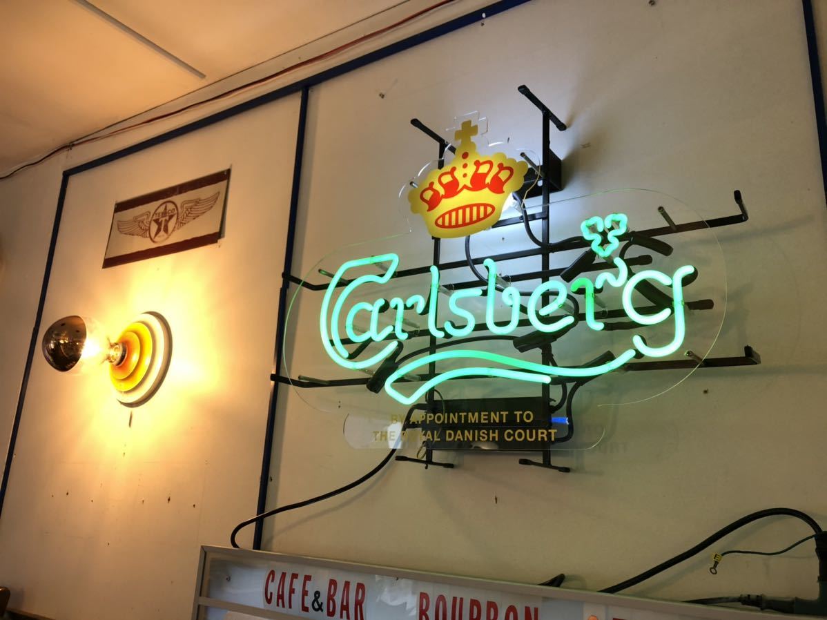 希少　Carlsberg　カールスバーグネオン看板　照明看板　φ54cm ライト・照明 希少 Carlsberg カールスバーグネオン看板 照明看板 φ54cm