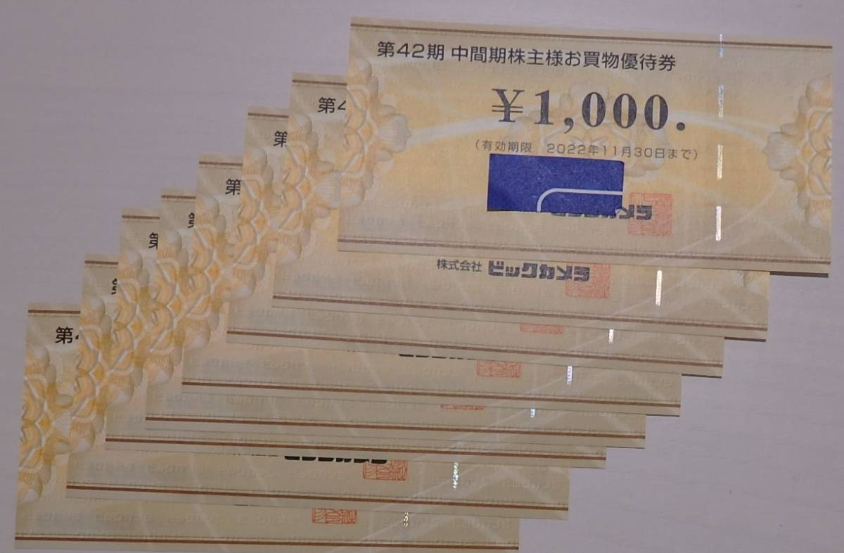 ☆8000円分 ビックカメラ 株主優待券 商品券☆2022.11末まで