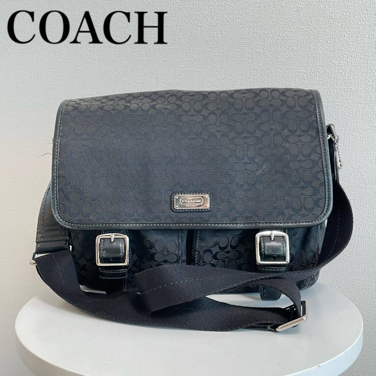 【大人気，送料無料】 COACH コーチ シグネチャー ブラック ショルダーバッグ(ショルダーバッグ)｜売買されたオークション情報、yahooの商品情報をアーカイブ公開 - オークファン ショルダーバッグ