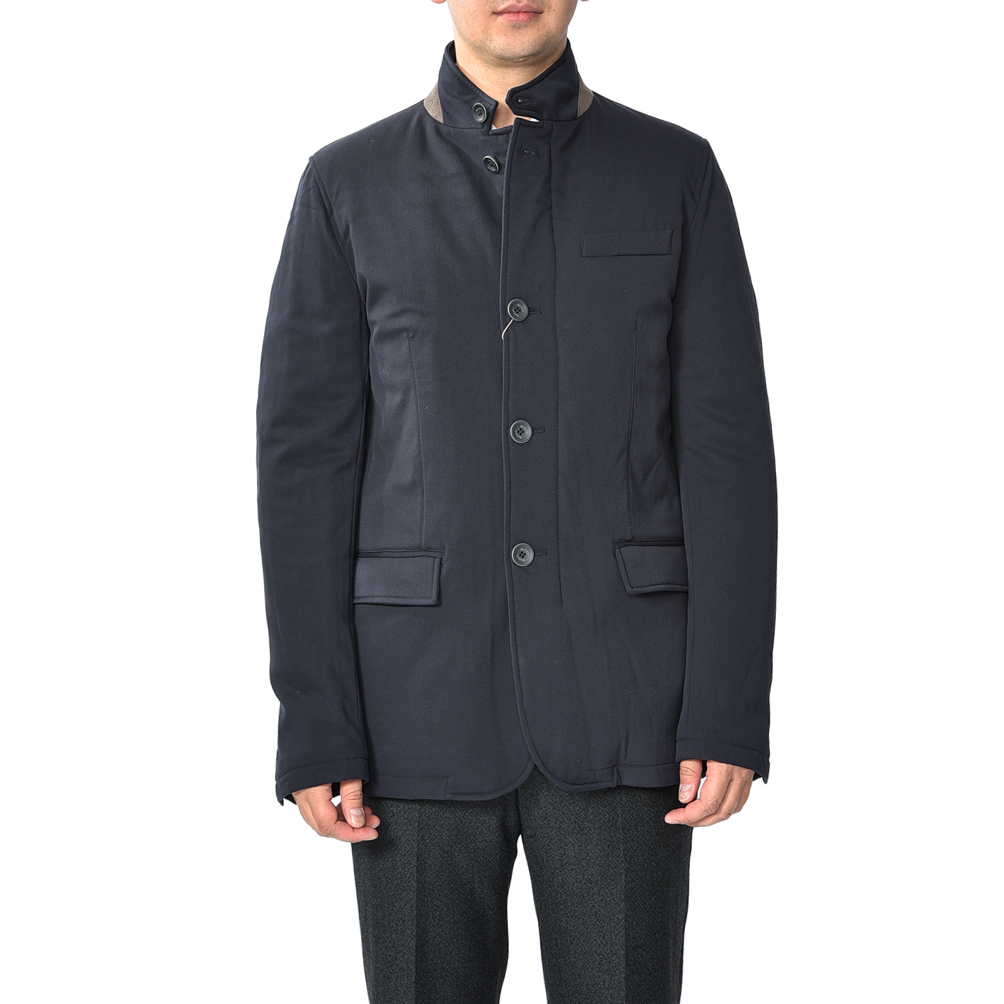 新着 新品 ヘルノ HERNO Resort スタンドカラー ジャケット 3Bシングル ストレッチ 秋冬 メンズ ネイビー ロロピアーナ製 生地 382608-50