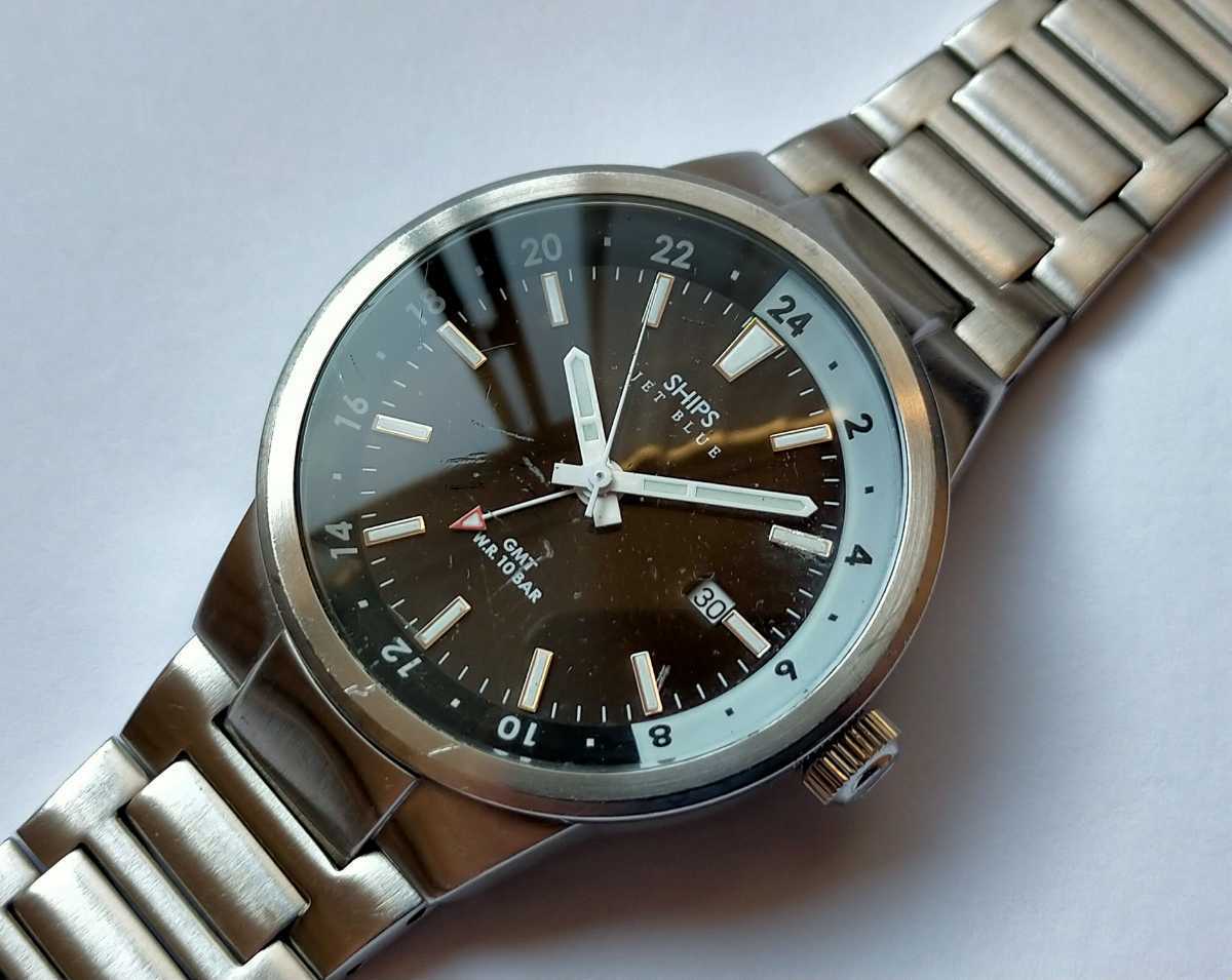 ネコポス発送 SHIPS JET BLUE GMT Professional series Quartz 