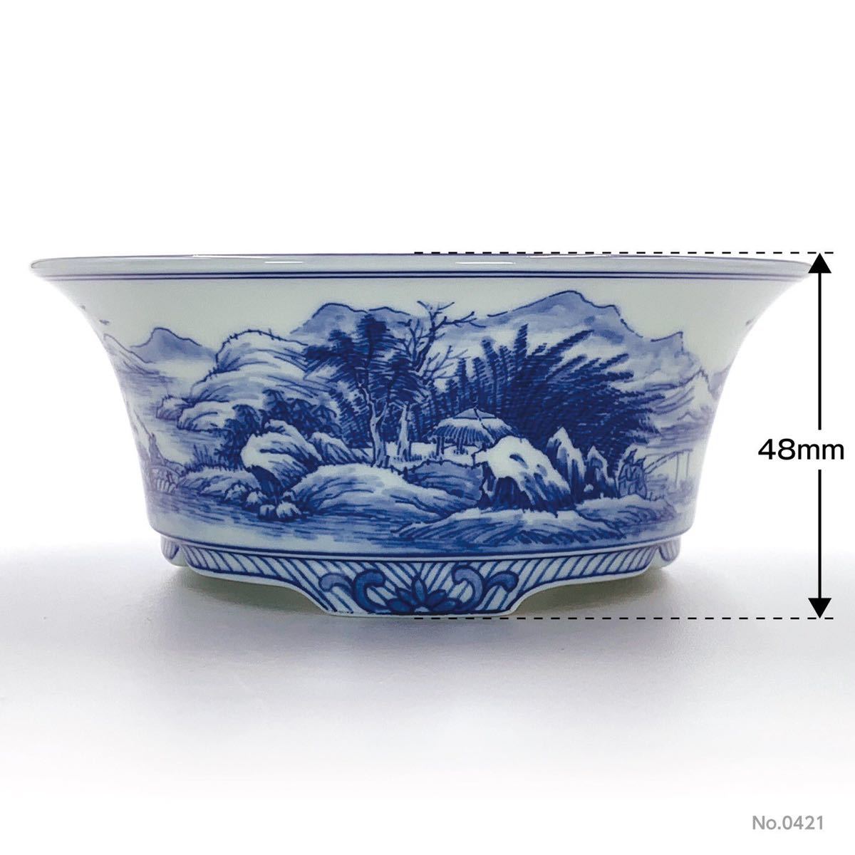染付人物図丸鉢 盆栽/鉢/谷樂方山/染付人物図丸鉢 盆栽鉢 盆栽 盆栽/鉢/植木鉢 盆栽、盆栽 染付山水楼閣図丸鉢・月之輪正泉盆栽鉢・植木鉢 :