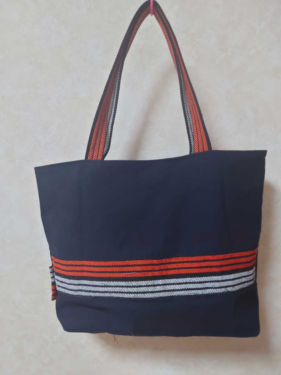 前掛け　リメイク　トートーバッグ　浮き世絵 再再販受注製作再再販❗️前掛けリメイクトートバッグ 二階堂 リメイク 神奈川沖浪裏トートバッグ 一閑張りバッグ laule