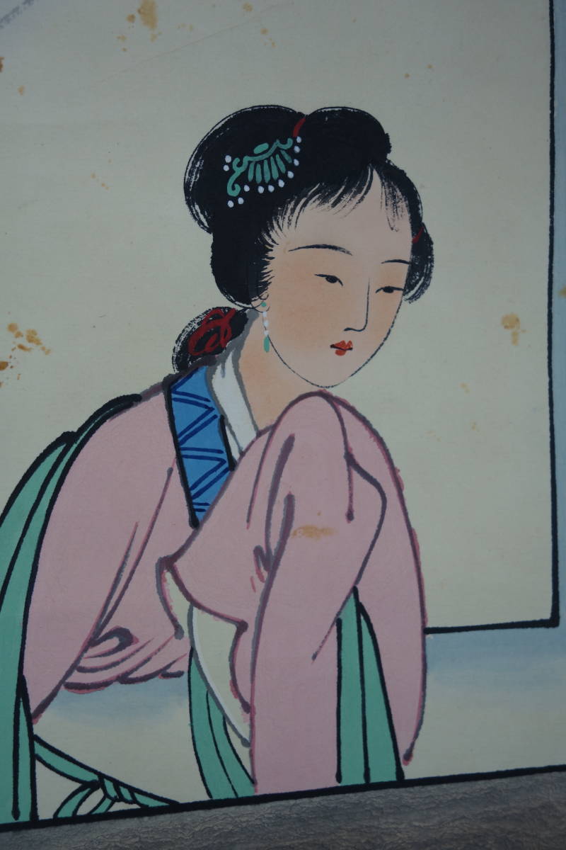 掛け軸「仕女図 清代画家 肉筆保證 中国美術☆費丹旭・仕女図☆掛け軸