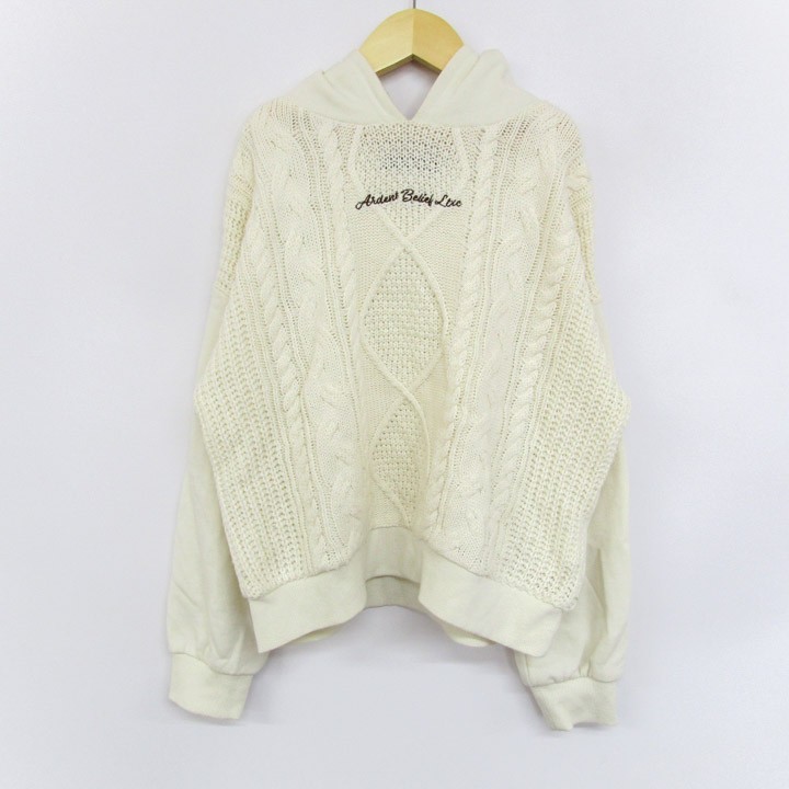 ラブトキシック 裏起毛 ケーブルニット パーカー トレーナー生地  