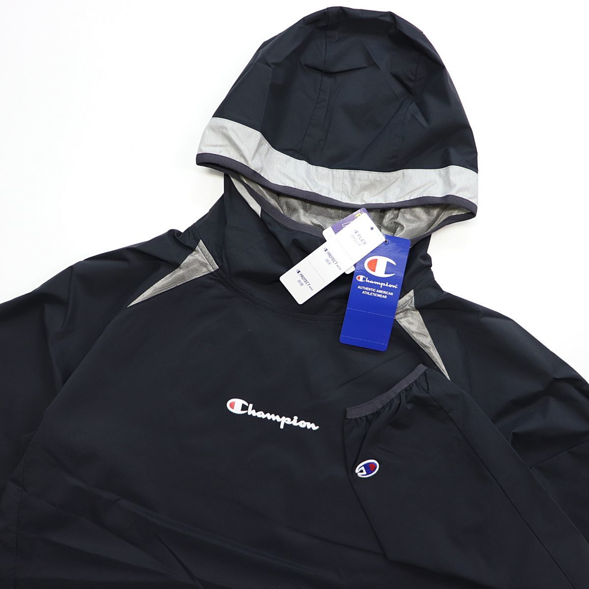 ★チャンピオン Champion 軽量 撥水 防風 ストレッチ パッカブル ウインド パーカー ジャケット Lサイズ[C3USC020901N-L] 一 二 弐★QWER