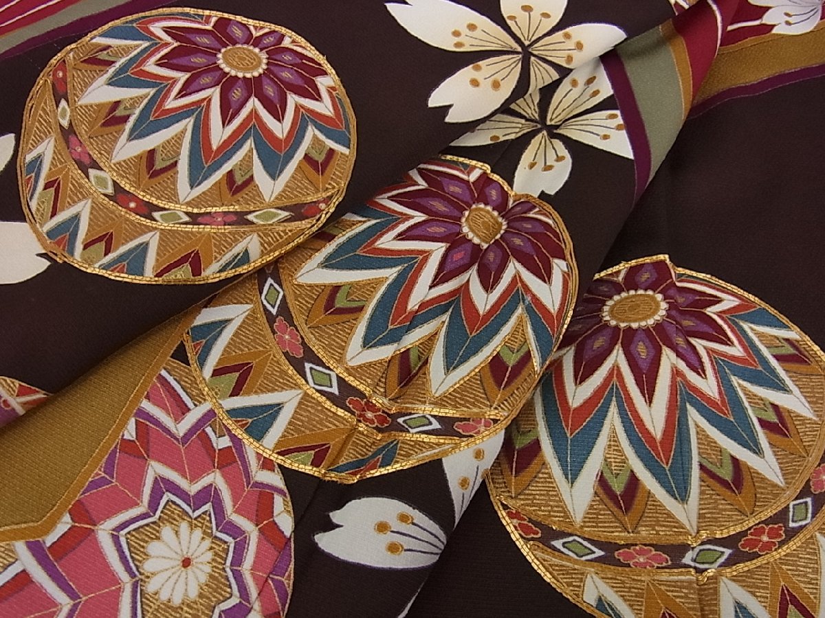平和屋着物○豪華振袖 駒刺繍 橘 暈し染め 金彩 正絹 逸品 AABF1061cs