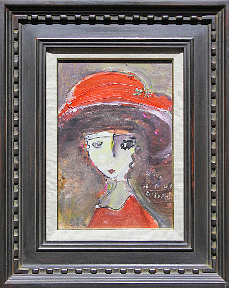 油彩 日本芸術院 □織田広喜□ 直筆サイン 少女 SM 真作保証有り