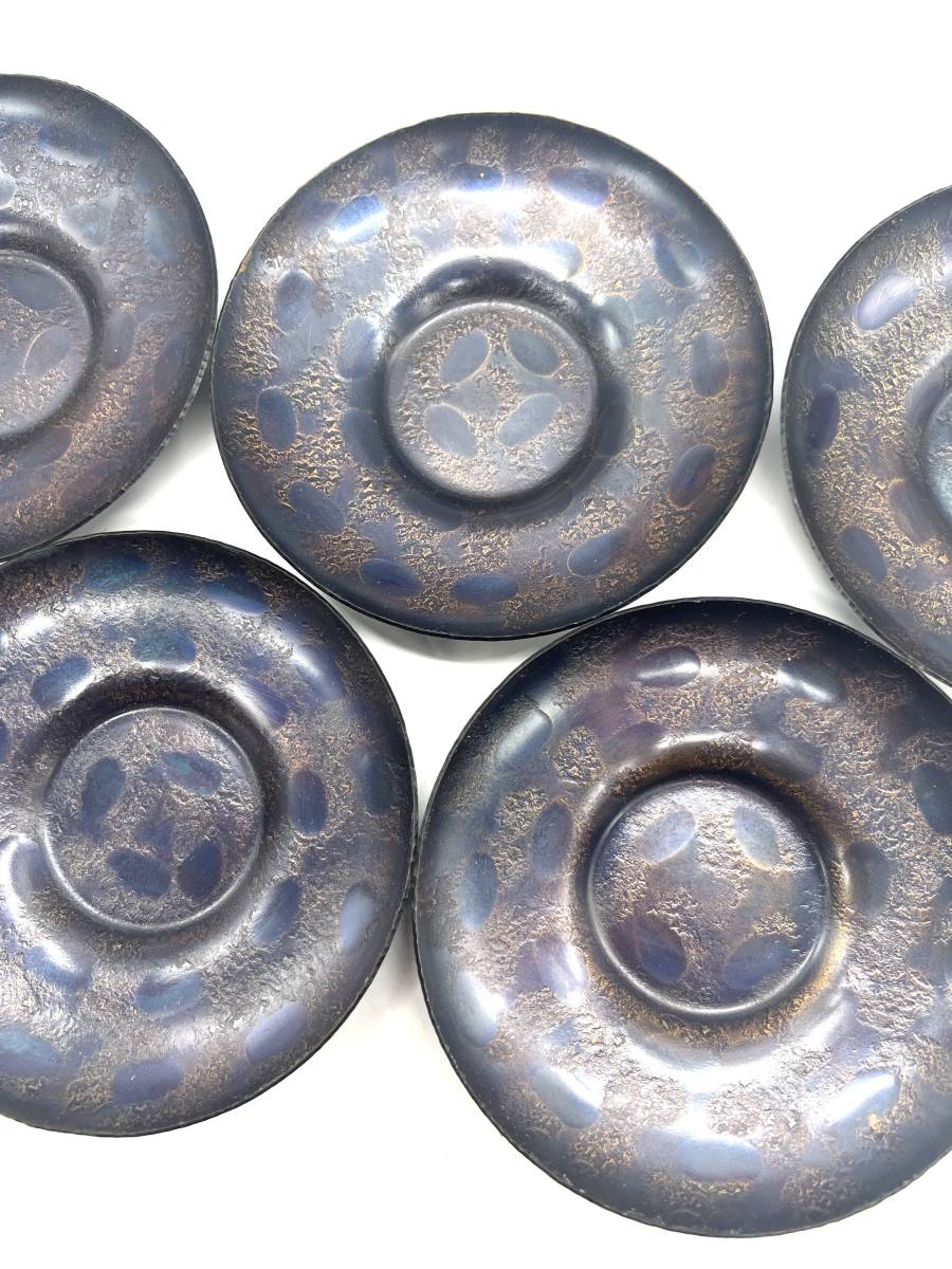 上彬 銅製 茶托 5客 大鎚目 鎚目 鎚起銅器 越後の