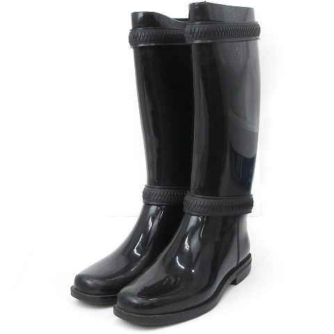 ジバンシィ GIVENCHY レインブーツ ロングブーツ ラバー ジップ 