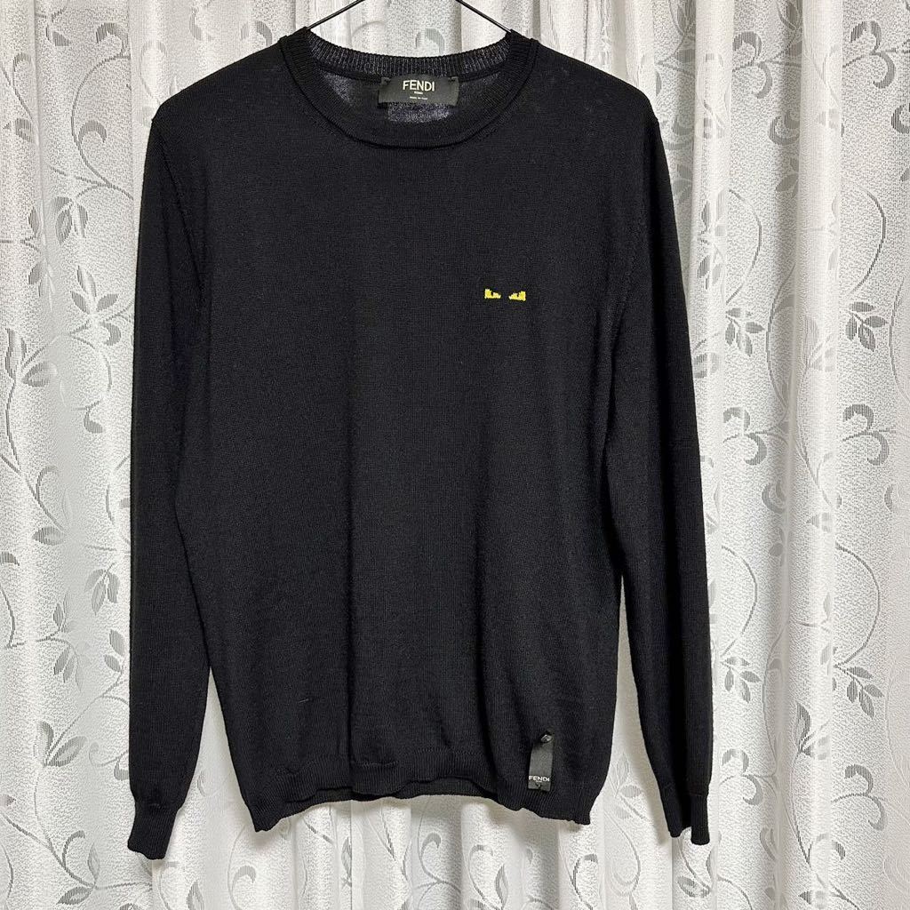 FENDI フェンディ モンスター バグズ アイ 長袖 Tシャツ 黒 L FENDI フェンディ ニット セーター バグズアイ モンスター ワン