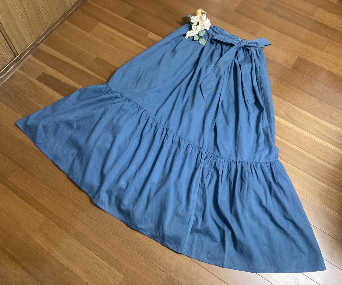 ピンクハウス青巻きスカートインド綿2018年