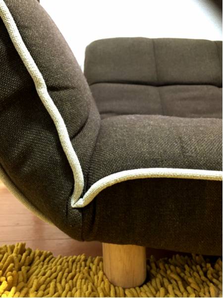 値下 レトロ風 ソファー 2人掛 布貼り 木製脚 リクライニング 茶_3