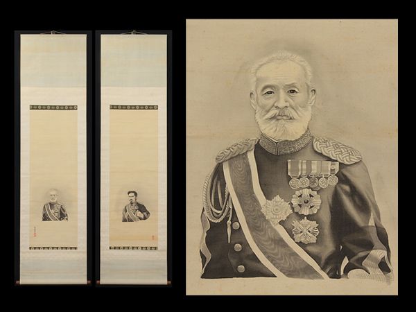 □□掛軸/明治天皇・乃木希典/肖像画/双幅/静湖銘/共箱□□ 2026年最新