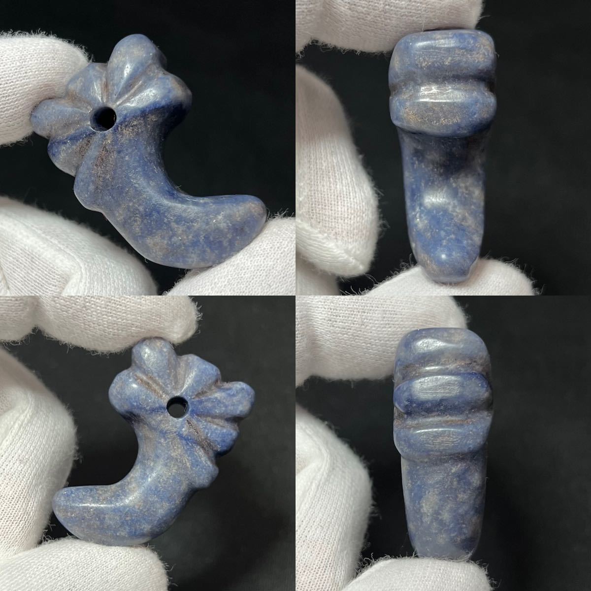 美石目 □古墳期 青翡翠製 極上形状 翡翠質赤色石 勾玉 4.2cm□装身具
