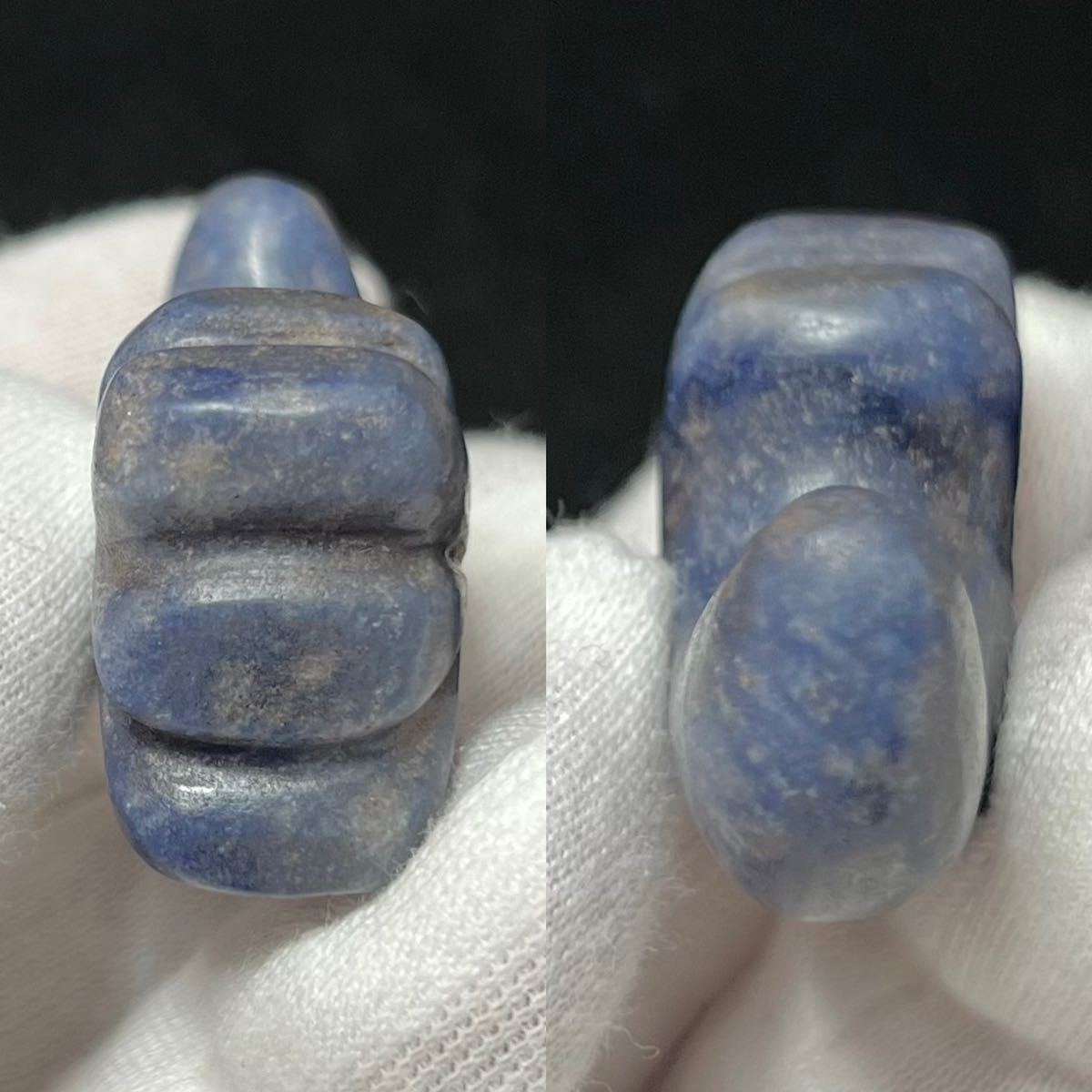 美石目 □古墳期 青翡翠製 極上形状 翡翠質赤色石 勾玉 4.2cm□装身具