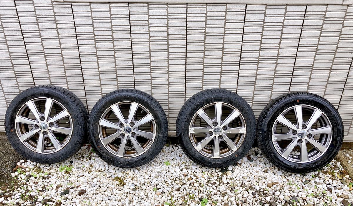 【中古品・4本セット】スタッドレスタイヤ＋ホイール4本セット 14インチ155/65/R14 75Q 軽自動車 KYOHO GOODYEAR