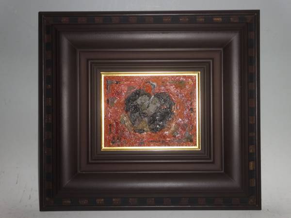 女流画家・長崎晃子　【りんご】　油彩　０号　豪華額装