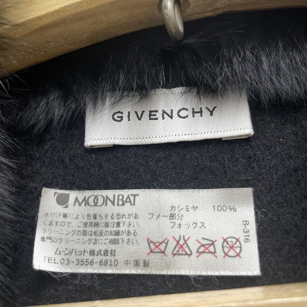 55386】GIVENCHY ジバンシィ カシミヤポンチョ フォックスファー