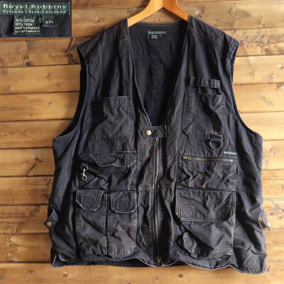★2/M7.14-1　Royal Robbins　ロイヤルロビンズ　ハンティングベスト　コットン　アウトドア　メンズ　XXL　2XL　ビッグサイズ　ブラック