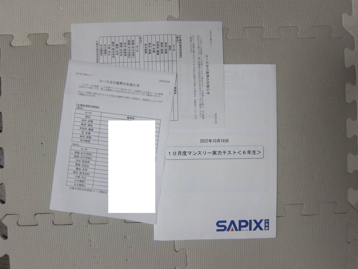 サピックス 6年 小6 10月度マンスリー実力テスト SAPIX 2022 最新