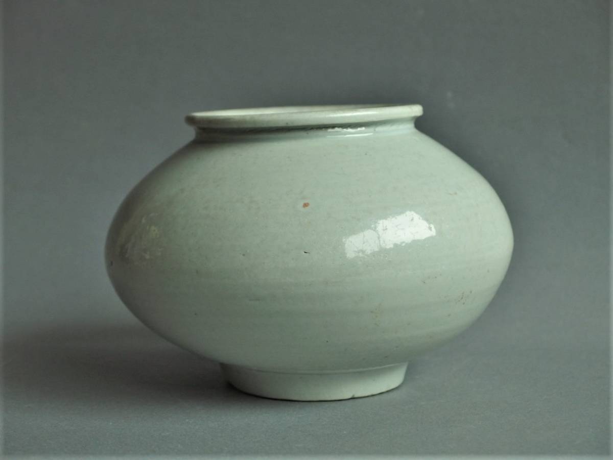 ◎野遊5 清廉優美な李朝初期白磁壺 朝鮮王朝時代初期 李朝 白磁 仏教