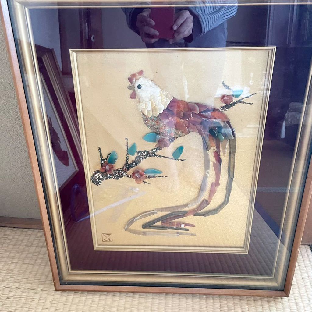 ☆宝石画 ニワトリ☆ 大きく凛々しい☆幅50㎝×高さ60
