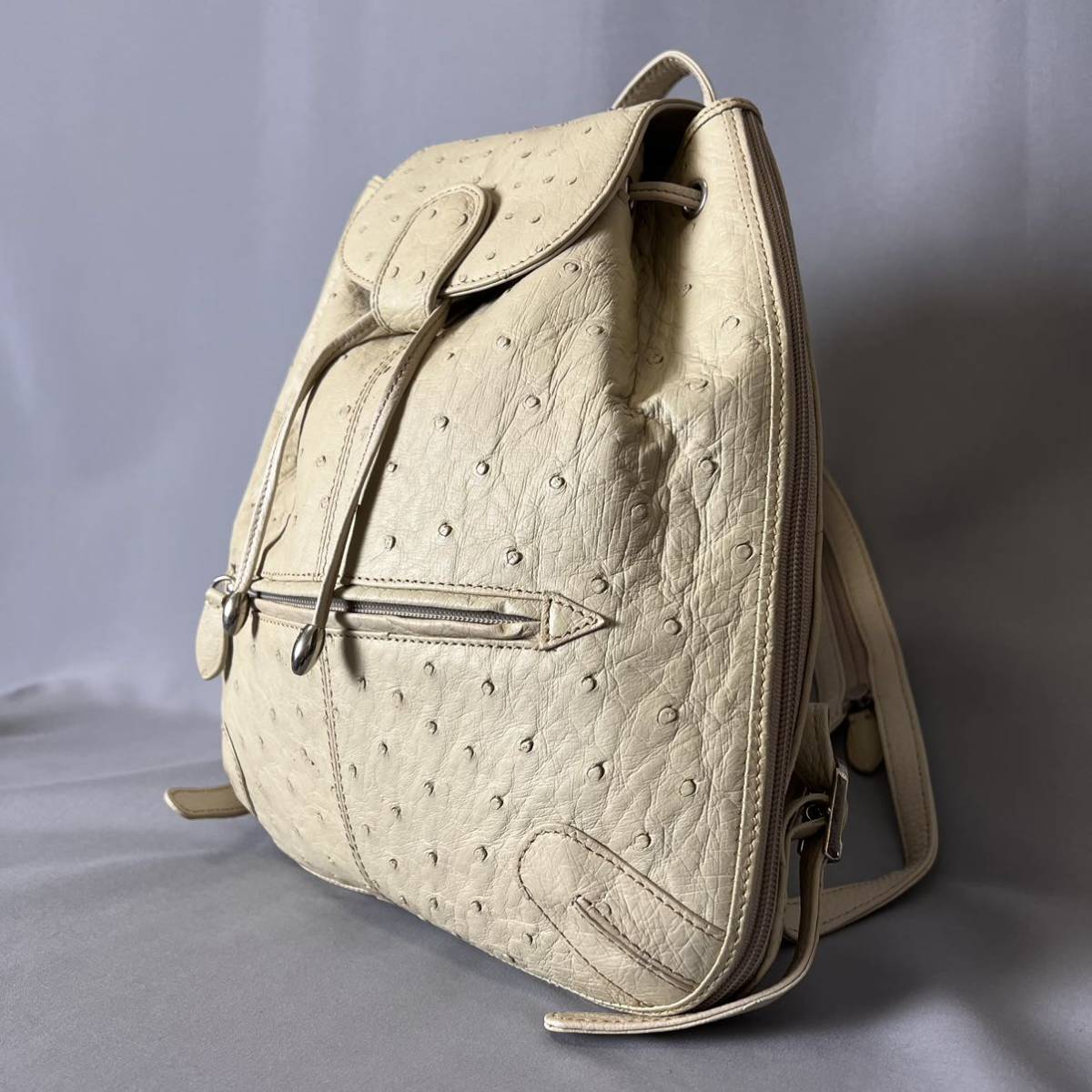 新作入荷，人気 １円スタート 487.稀少デザイン オーストリッチ ダチョウ革 2wayバッグ バックパック リュック ワンショルダーバッグ ベージュ(オーストリッチ)｜売買されたオークション情報、yahooの商品情 オーストリッチ