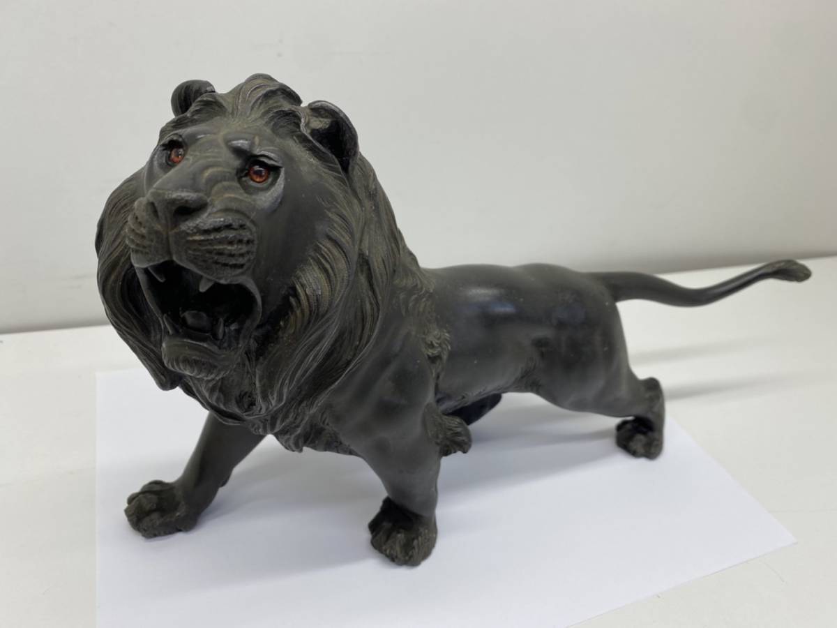 ブロンズ像 : 置物 中国 ブロンズ ライオン 動物 中国の彫像 y854 