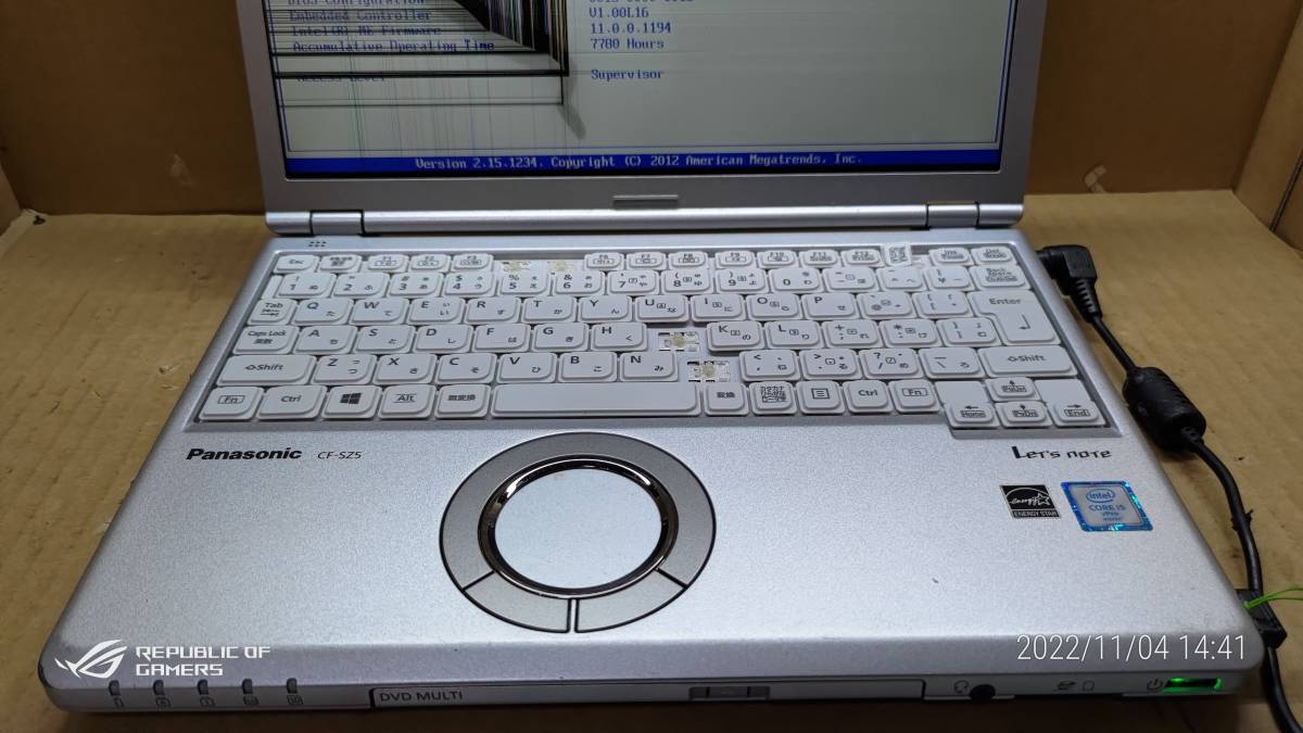 パナソニック Let's note SZ5/ BIOSまで動作確認/詳しく動作未確認