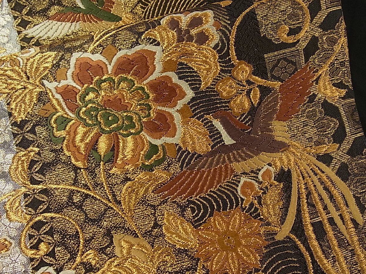 平和屋着物□六通柄袋帯 唐織 鳳凰更紗花唐草文 金銀糸 逸品 ze1756