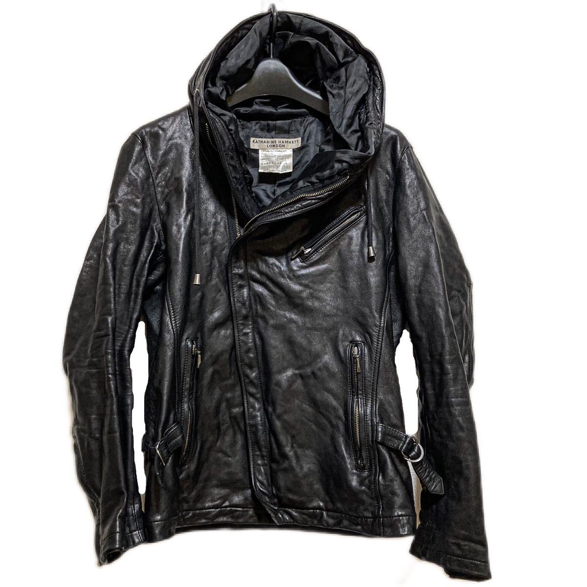 名作 KATHARINE HAMNETT LONDON【定番売り切れ商品】フーデッドレザー 