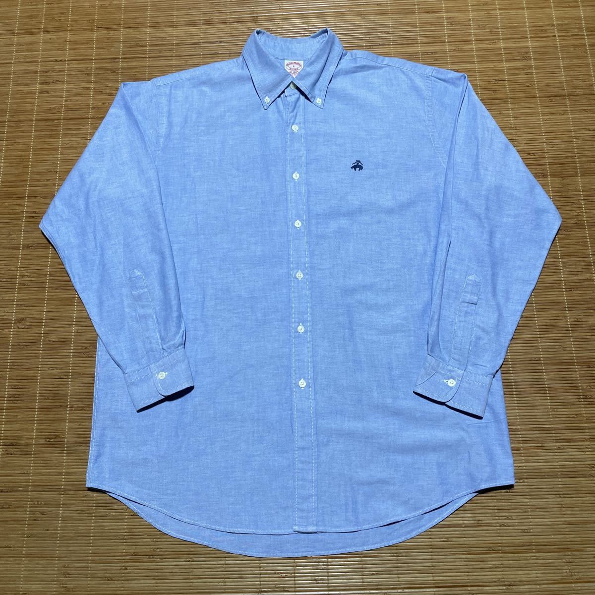 90s USA製 brooks brothers ブルックスブラザーズ ゴールデンフリース刺繍 オックスフォード ボタンダウン シャツ ブルー L ビッグ