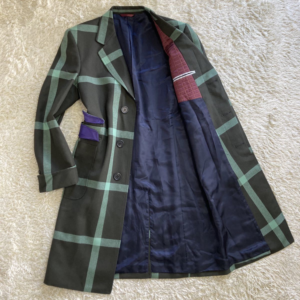 春服】ポールスミス チェック柄 チェスターコート ロングコート