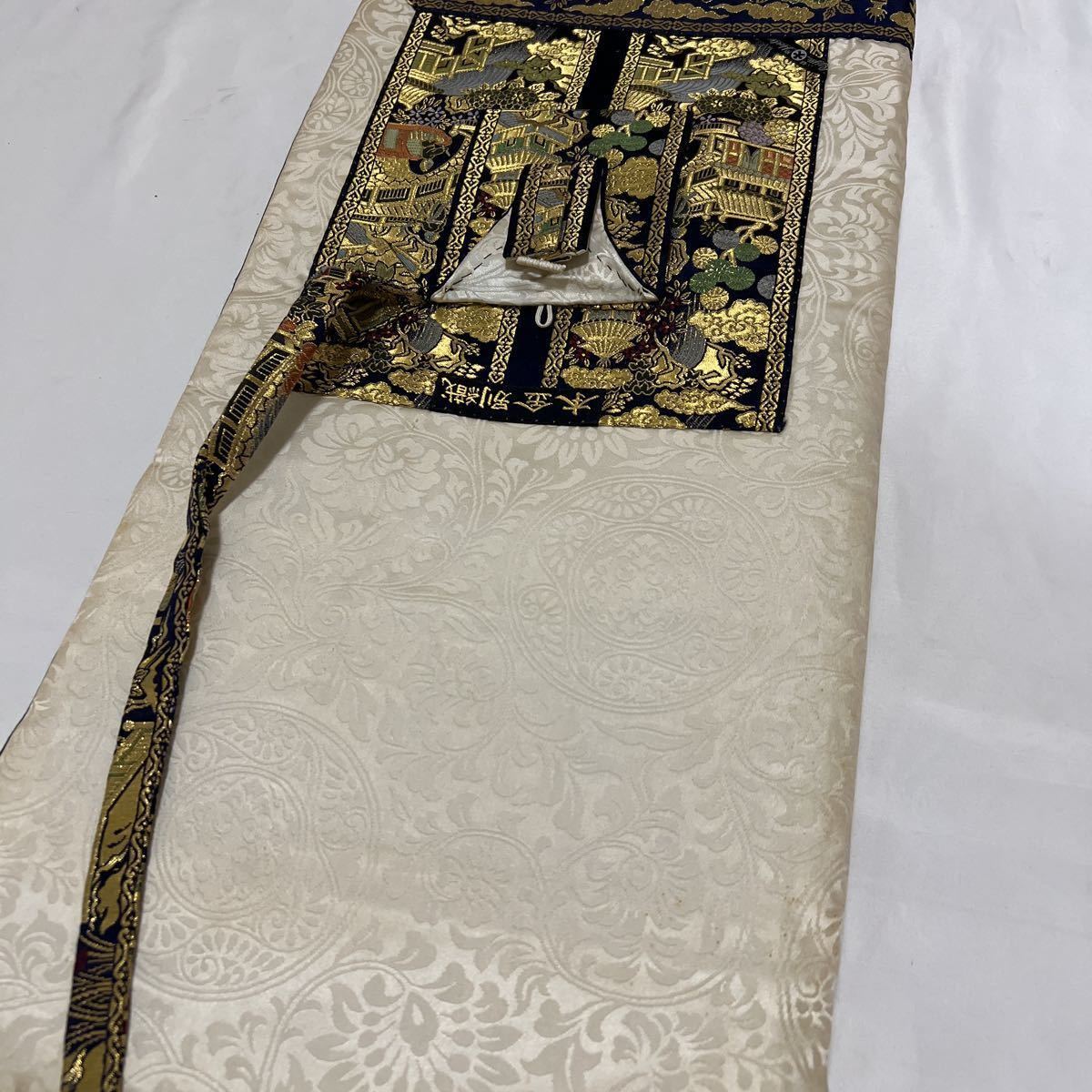 美品 浄土宗 本金製【金襴本七条袈裟】 遠山柄 修多羅 正絹 法要 葬儀 