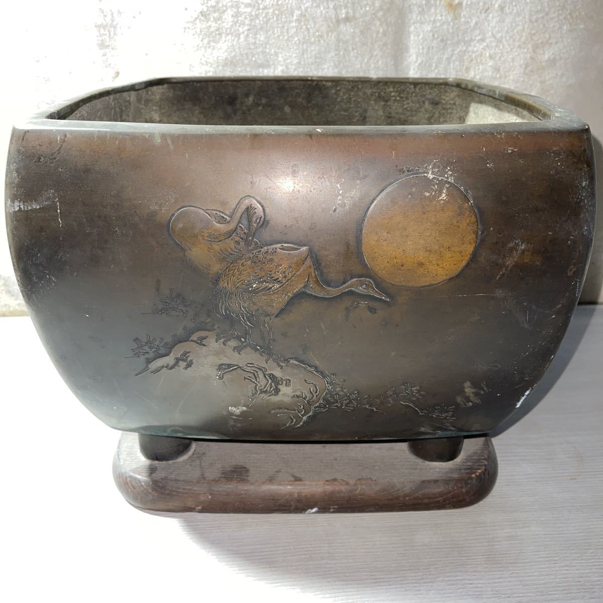 中国 火鉢 盆栽鉢 銅製 37×37×27cm 【公式通販】
