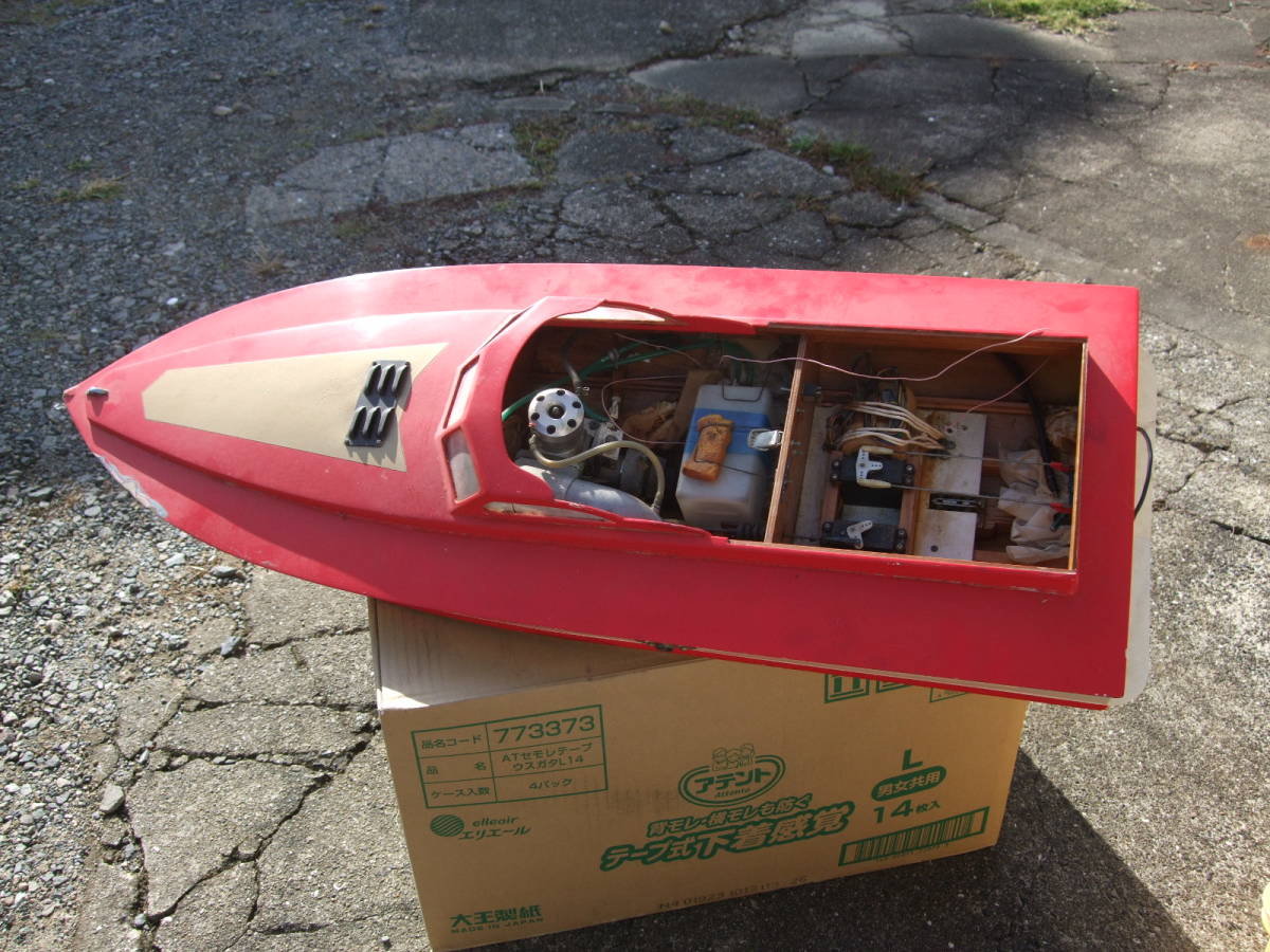 木製 ラジコン 船 ボート 動力 エンジン ボート 全長約100cm 横幅約  