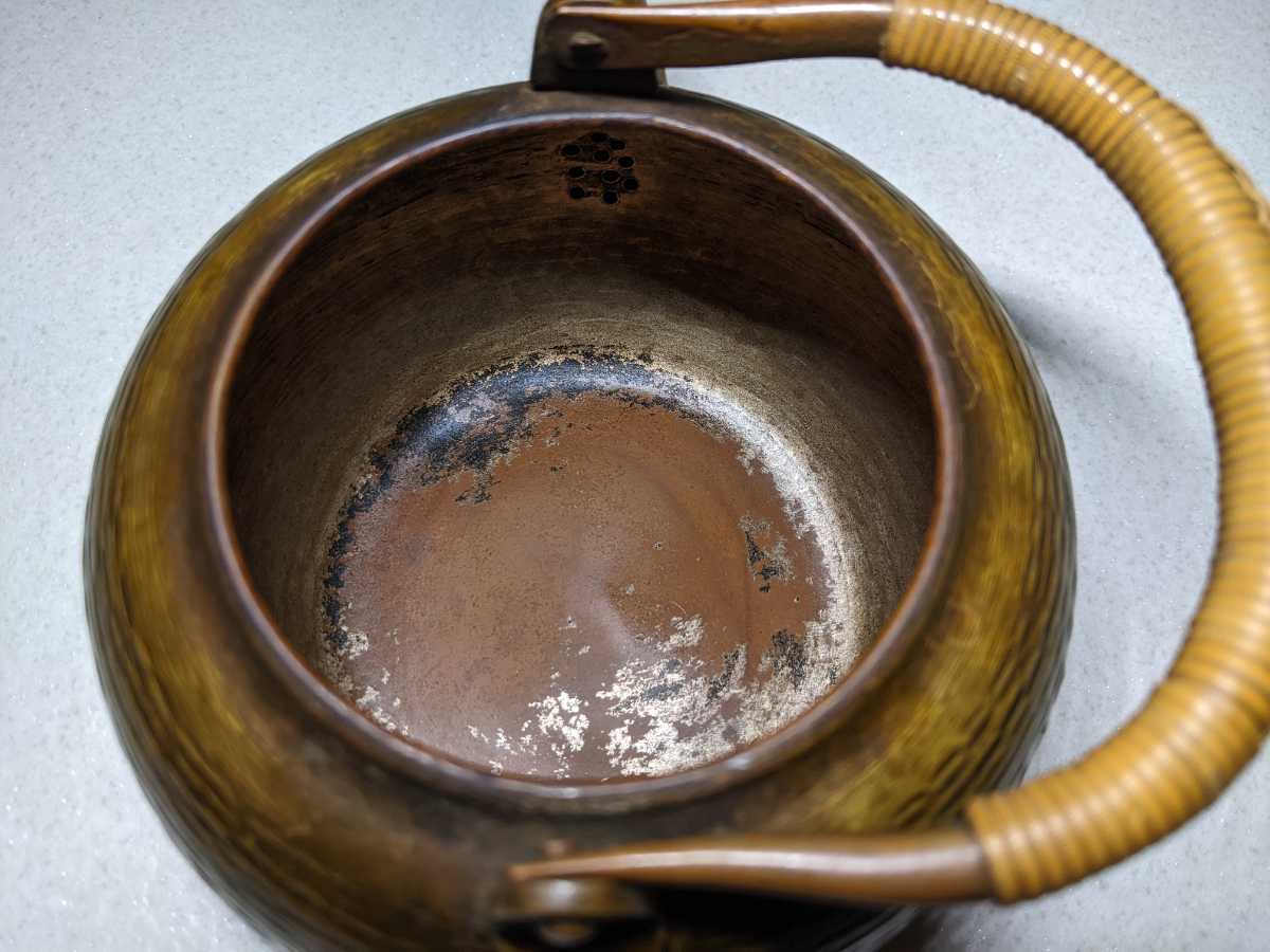 銅瓶 湯沸 薬缶 水注 煎茶道具 槌目 打出 茶道具 ヤカン 古民家整理品