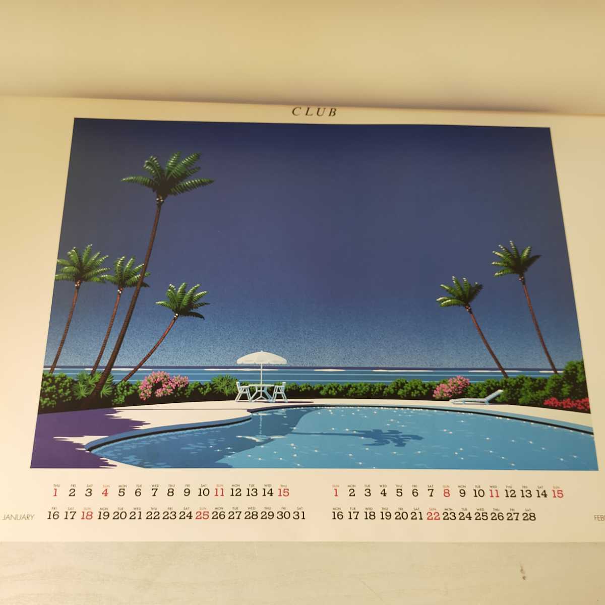 超貴重 ビンテージ 1987年 永井博 イラスト カレンダー シティポップ
