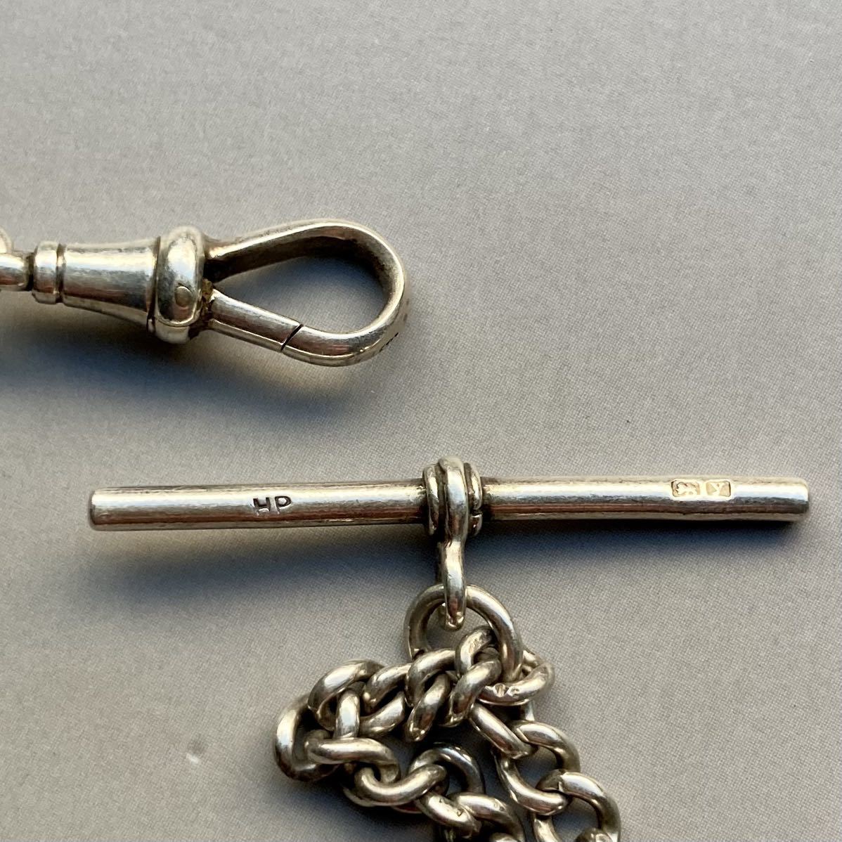 純銀】英国 アルバートチェーン 懐中時計用 1924年 スターリングシルバー ビンテージ ポケットウォッチ 鎖 アクセサリー