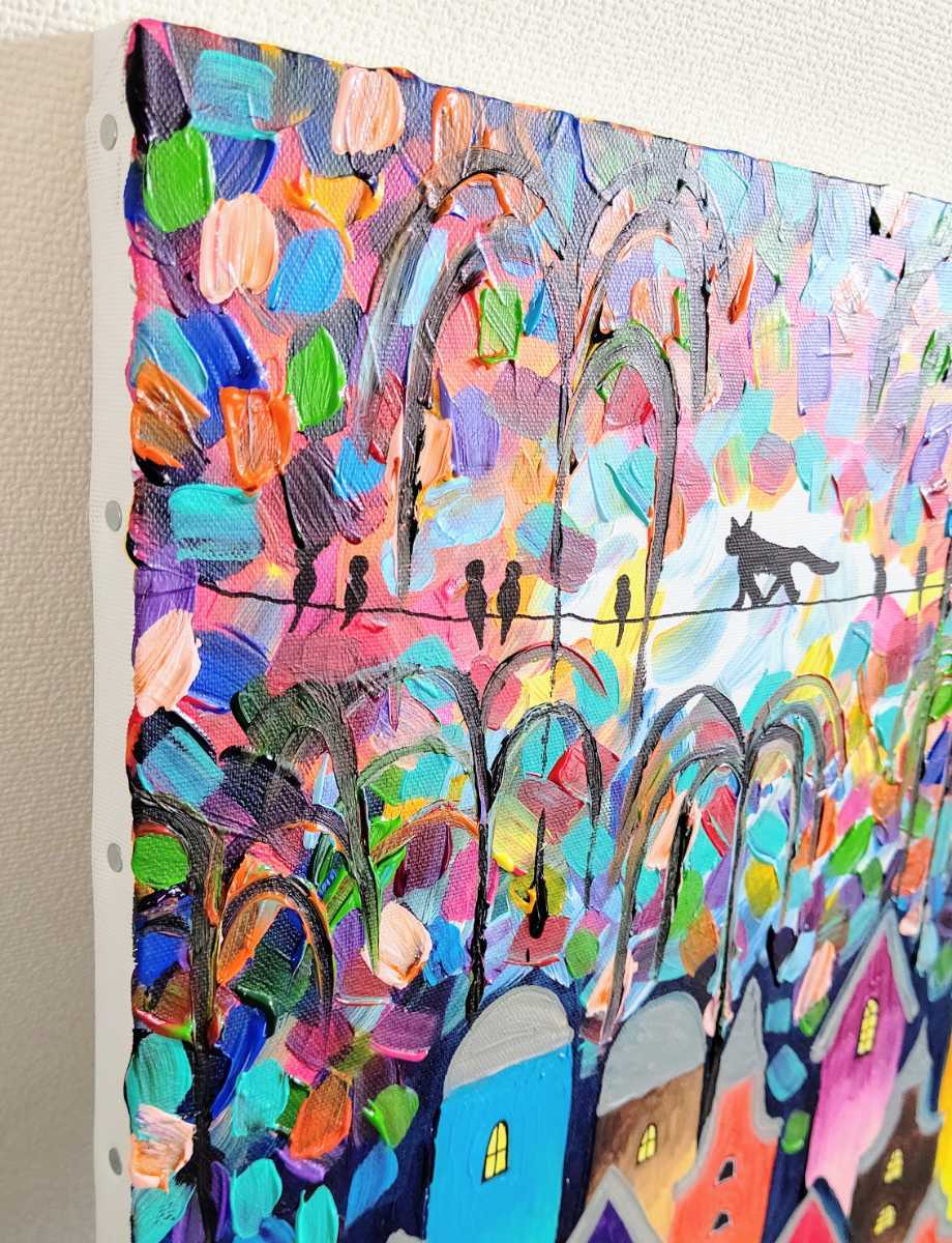 新藤淑子 平和への花火 1点物 真作 原画 絵画 直筆サイン キャンバス